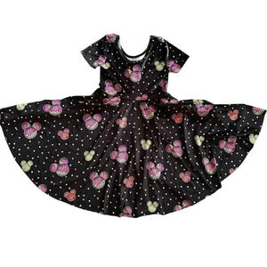 Wild Rich Kids Velvet Disco Mickey Twirl Dress - youth 11/12